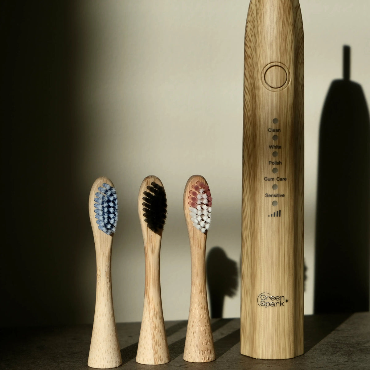 sustainable electric toothbrush with bamboo-inspired handle